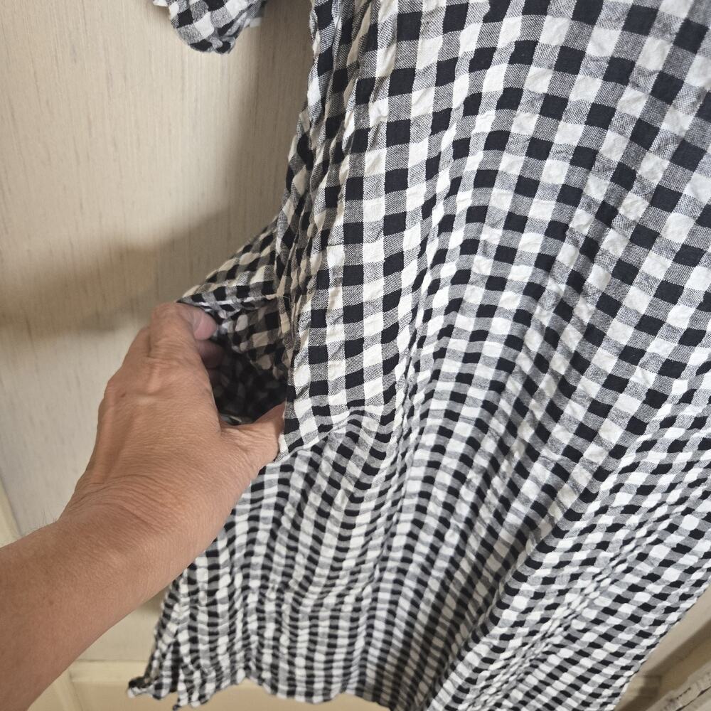 Black & White Gingham Check Large Causal Knee Length Dress, Brand - EMBELLISH - Picture 7 of 11